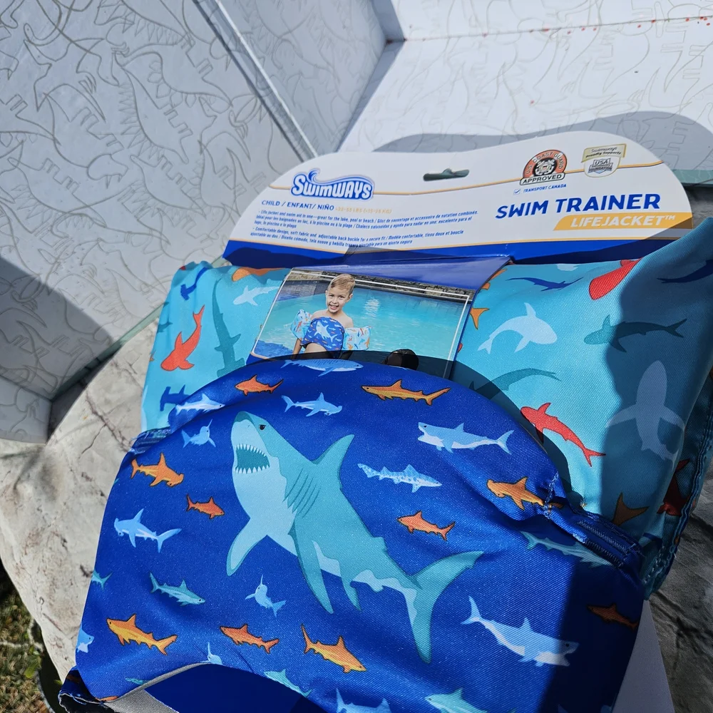 SwimWays Shark Print Swim Trainer Life Jacket 33-55lbs